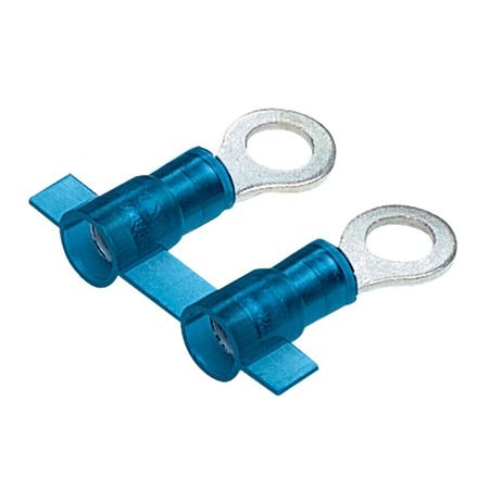 Panduit Ring Terminal, #6 Stud Size, 14 AWG, 600 V, Nylon Insulated, Blue, Crimp Termination Only, 3000 PK PNF14-6RN-3K